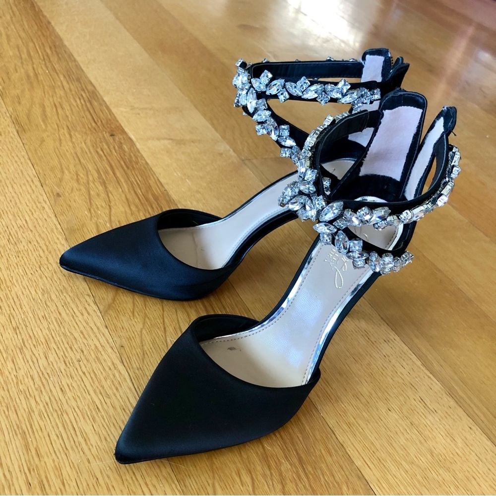 Satin Rhinestone Jewel Badgley Mischka Jasmine Pumps Heels